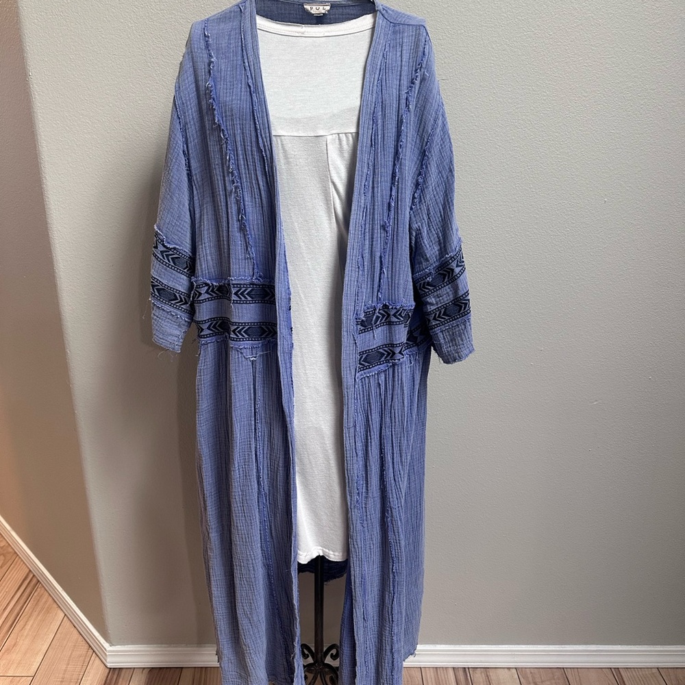 POL Blue Striped Open Cardigan
